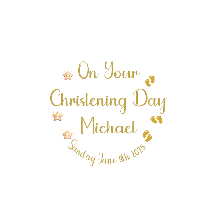 Golden Stars Christening Stickers