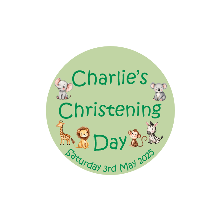 Jungle Friends Christening Stickers
