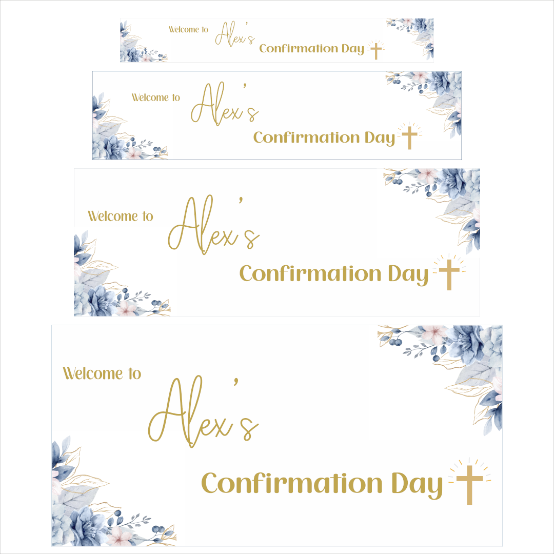 Blue Floral Confirmation Banner
