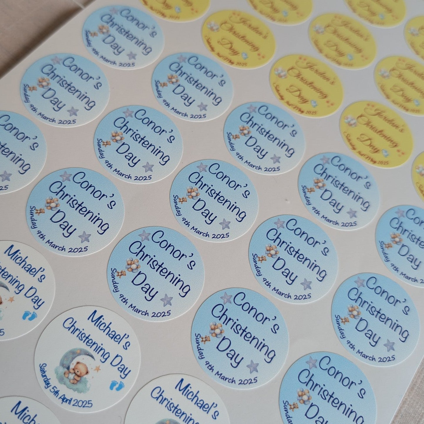 Blue Balloons & Stars Christening Stickers