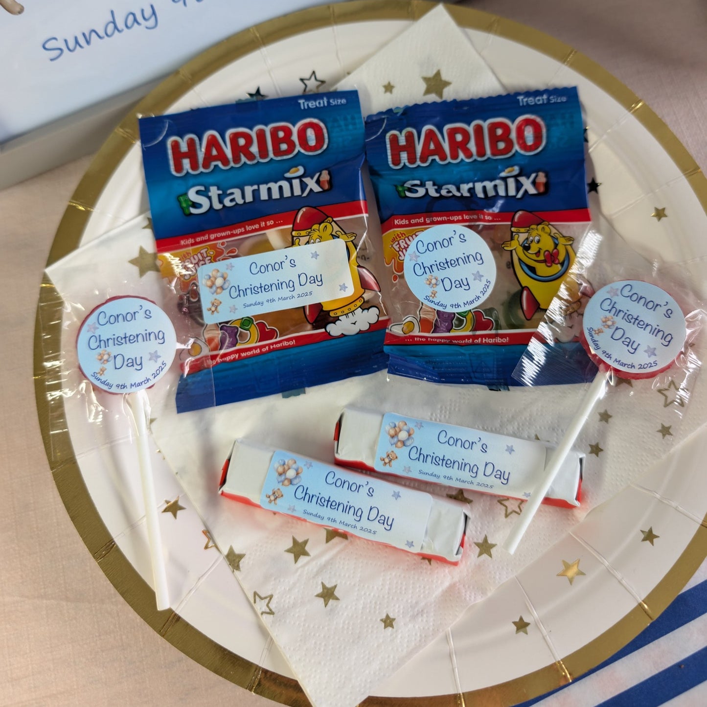 Blue Balloons & Stars Christening Stickers