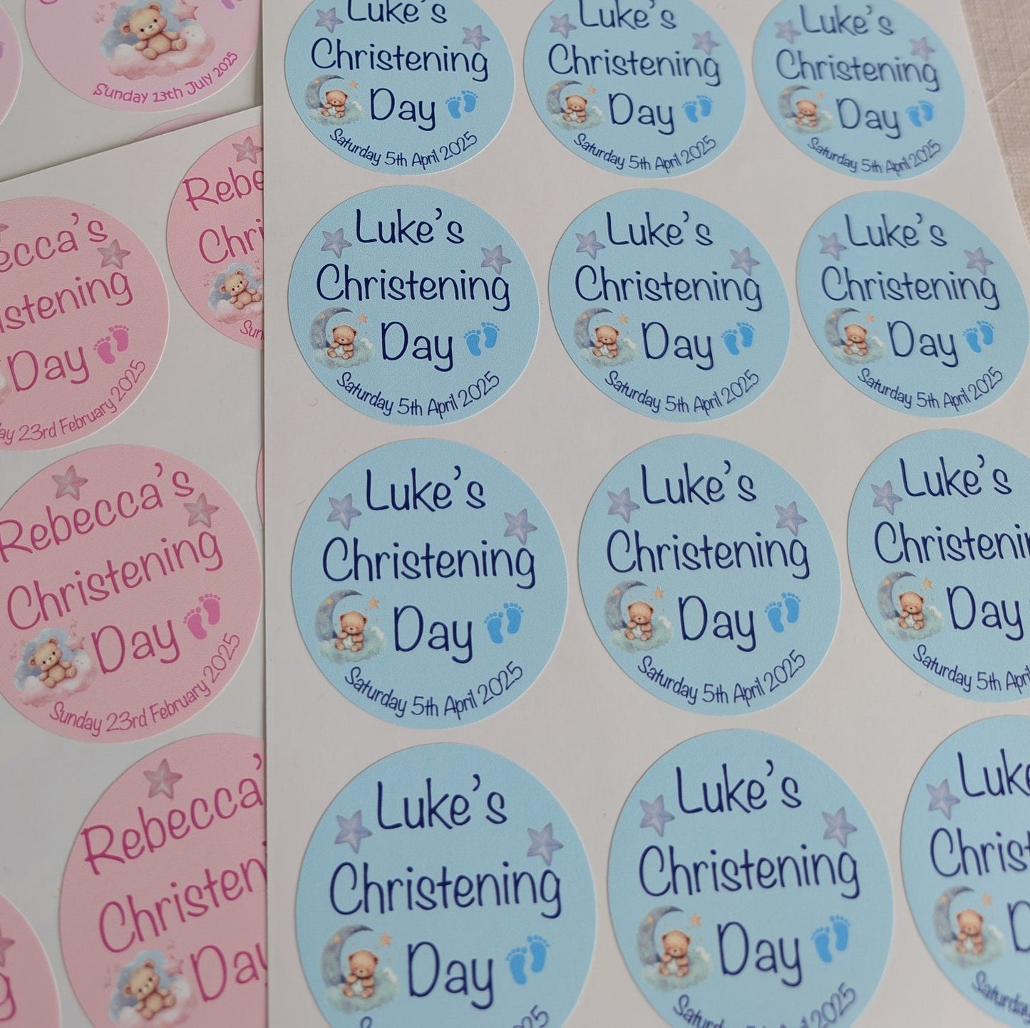 Blue Dreams Christening Stickers