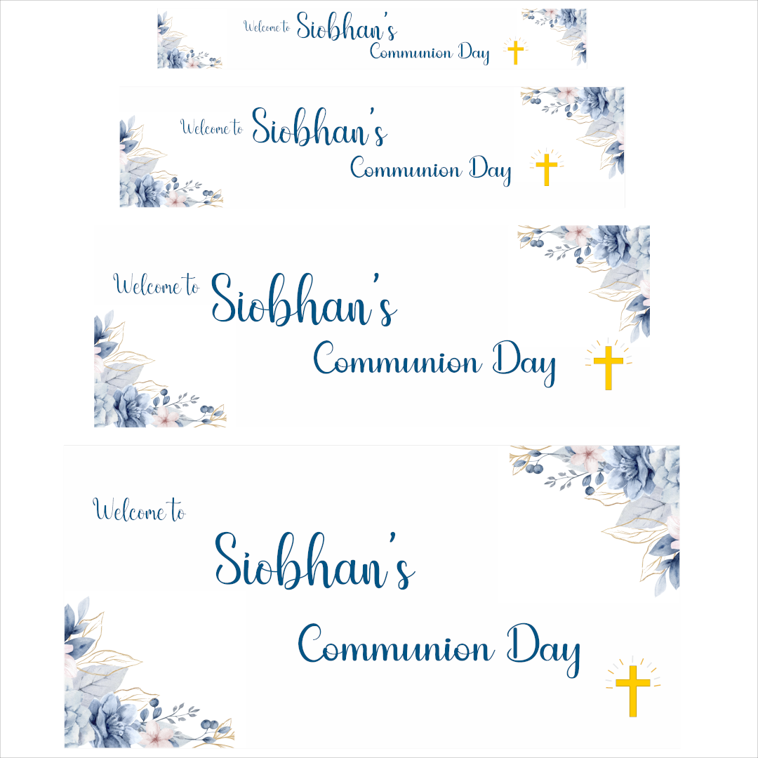 Blue Floral Communion Banner