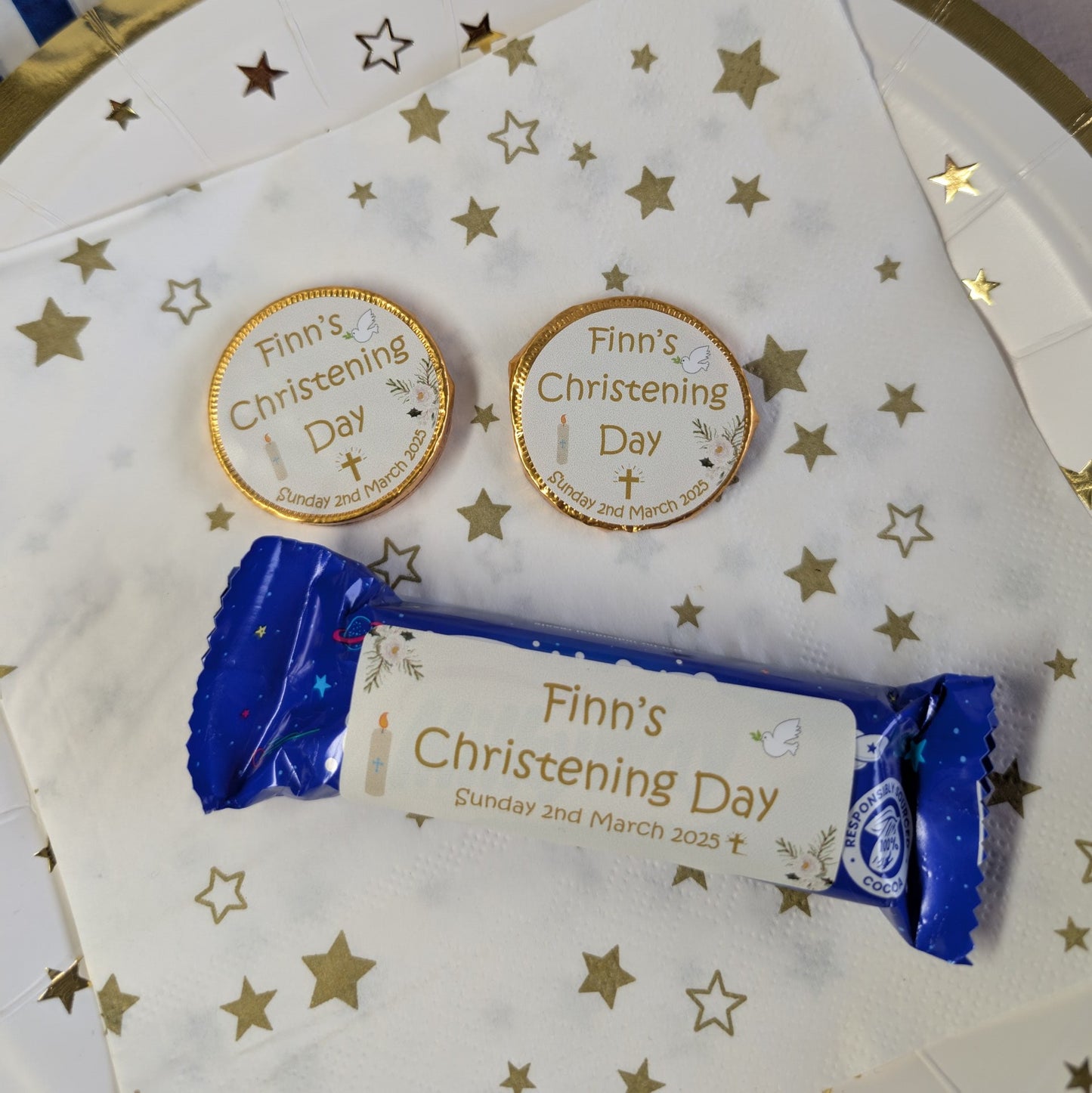 Candle & Dove Christening Stickers