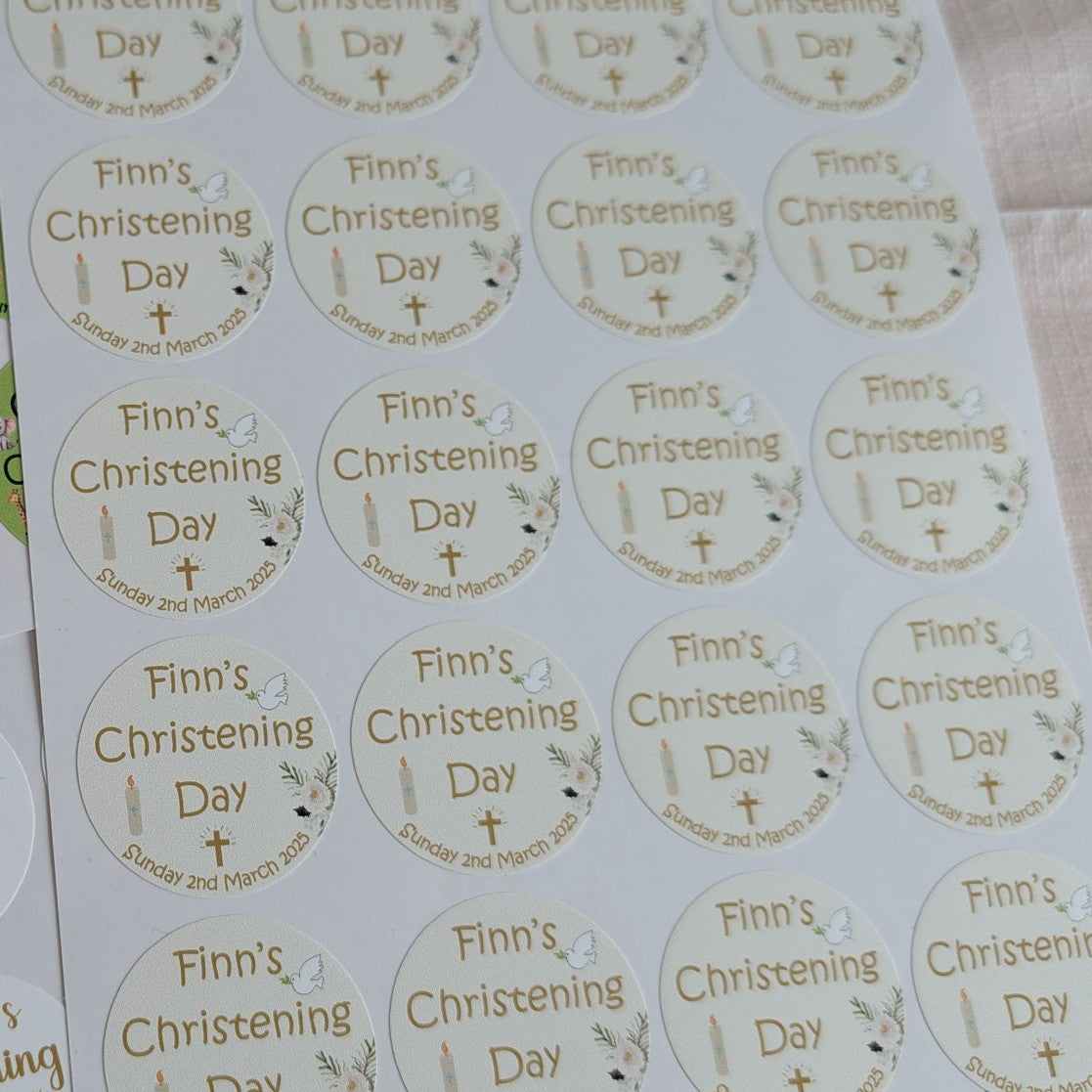 Candle & Dove Christening Stickers