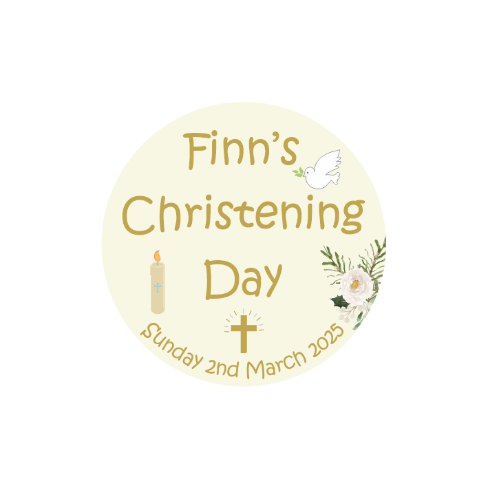 Candle & Dove Christening Stickers