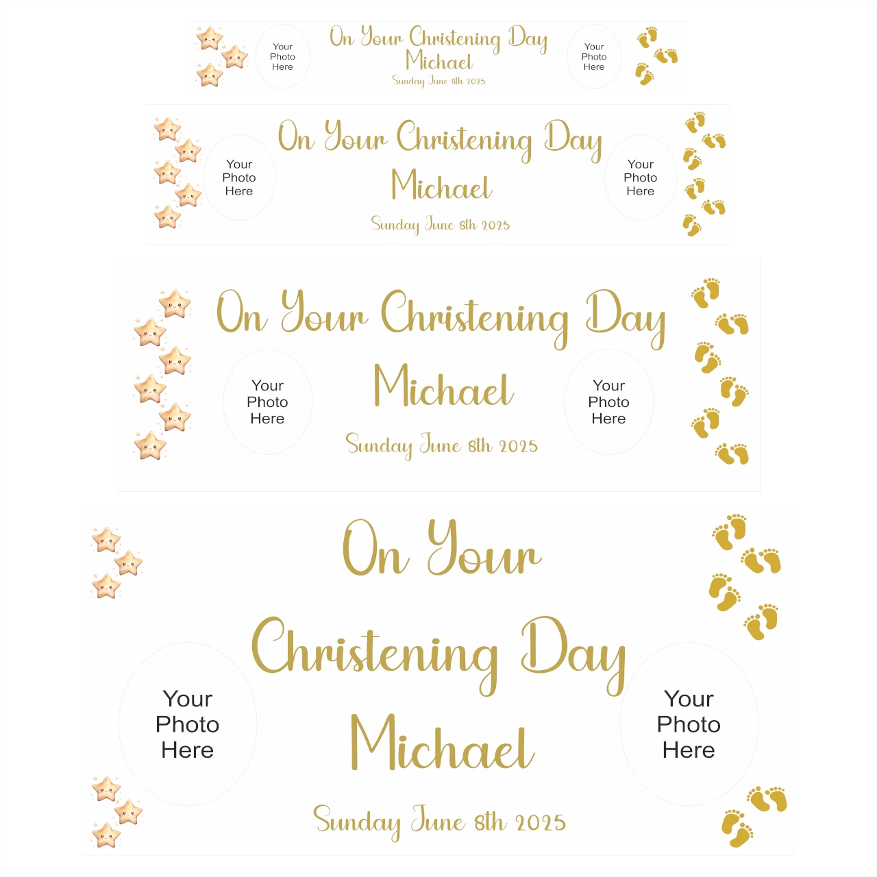 Golden Stars Christening Banner