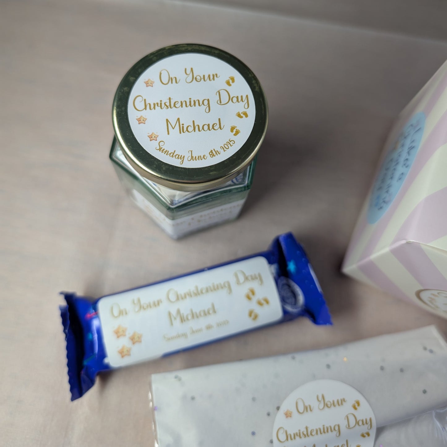 Golden Stars Christening Stickers