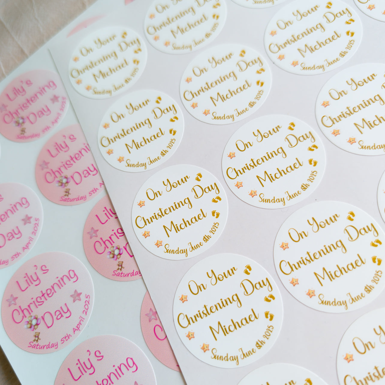 Golden Stars Christening Stickers