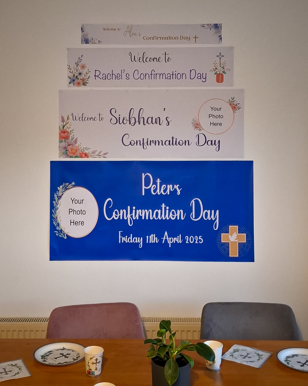 Confirmation banners for different occasions