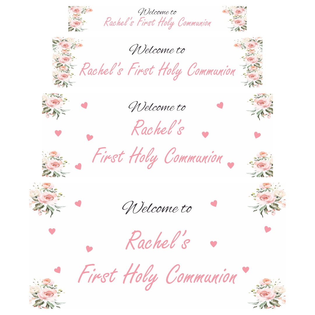 Pink Floral Communion Banner