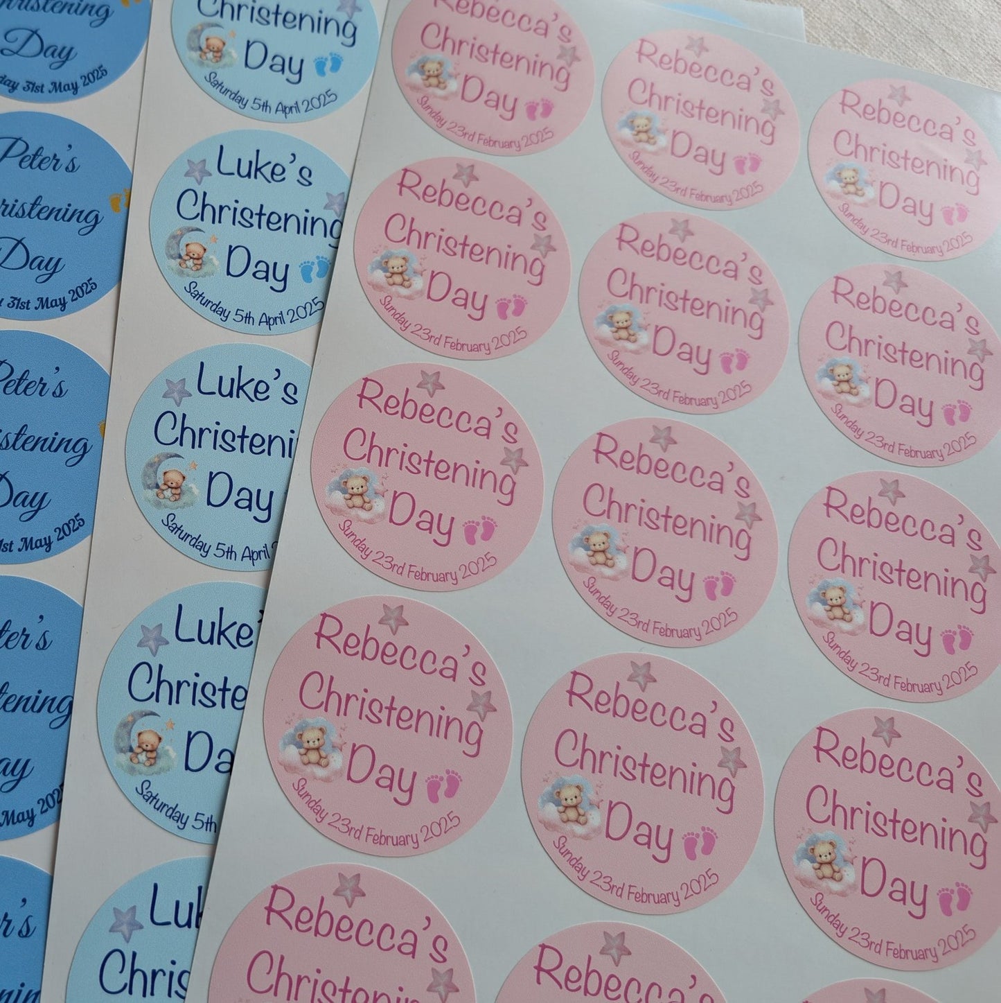 Pink Dreams Christening Stickers