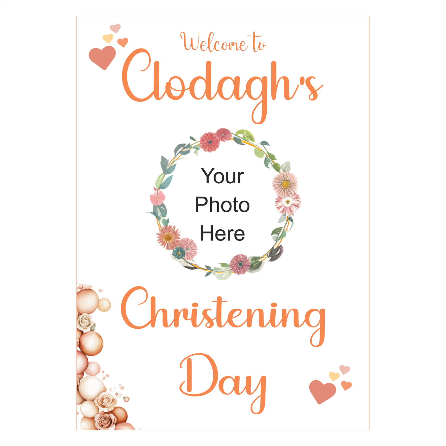 Rustic Hearts Christening Poster