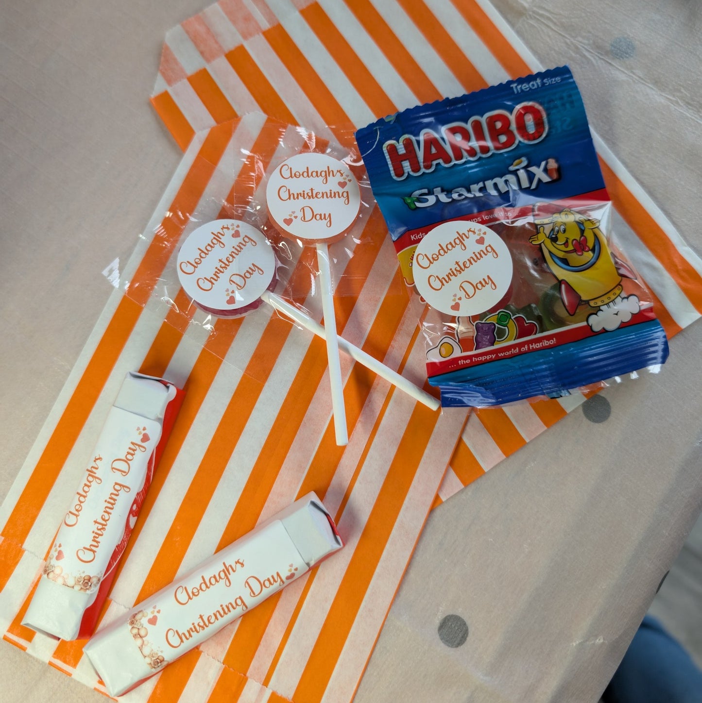 Rustic Hearts Christening Stickers