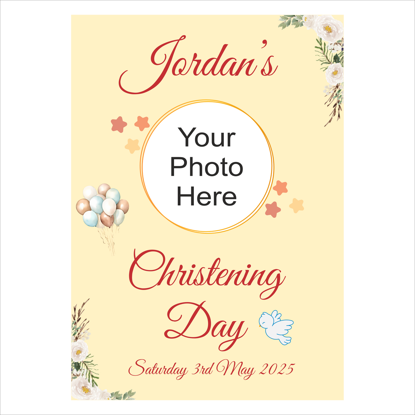 Soft Yellow Christening Poster