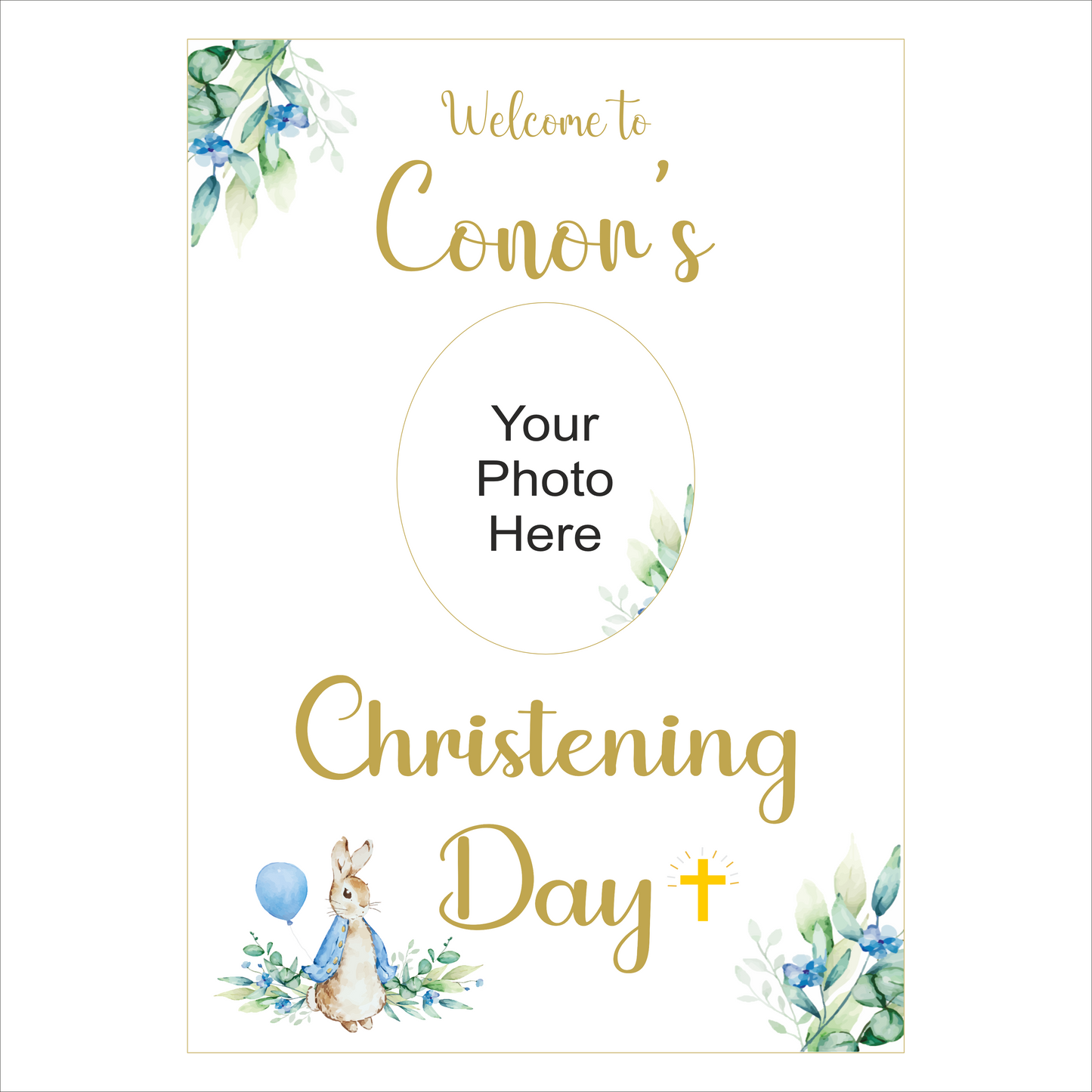 Woodland Bunny Christening Poster