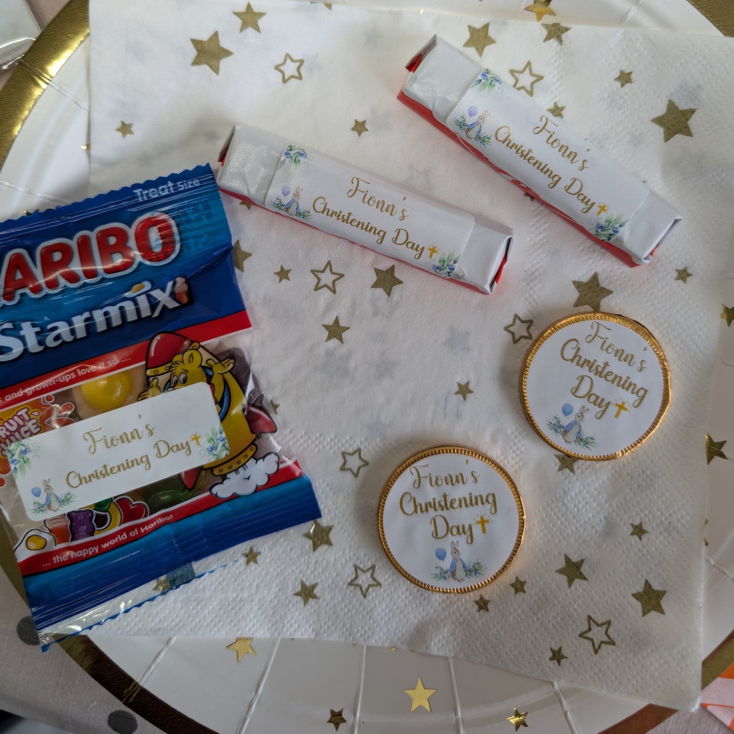 Woodland Bunny Christening Stickers