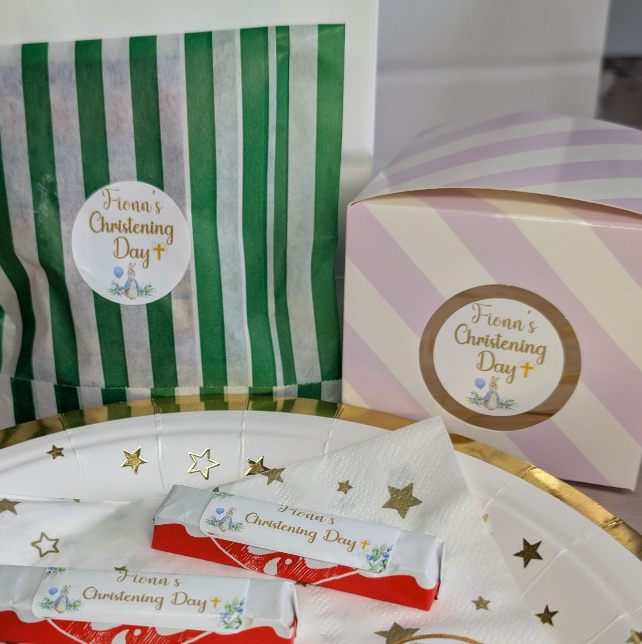 Woodland Bunny Rectangular Christening Stickers