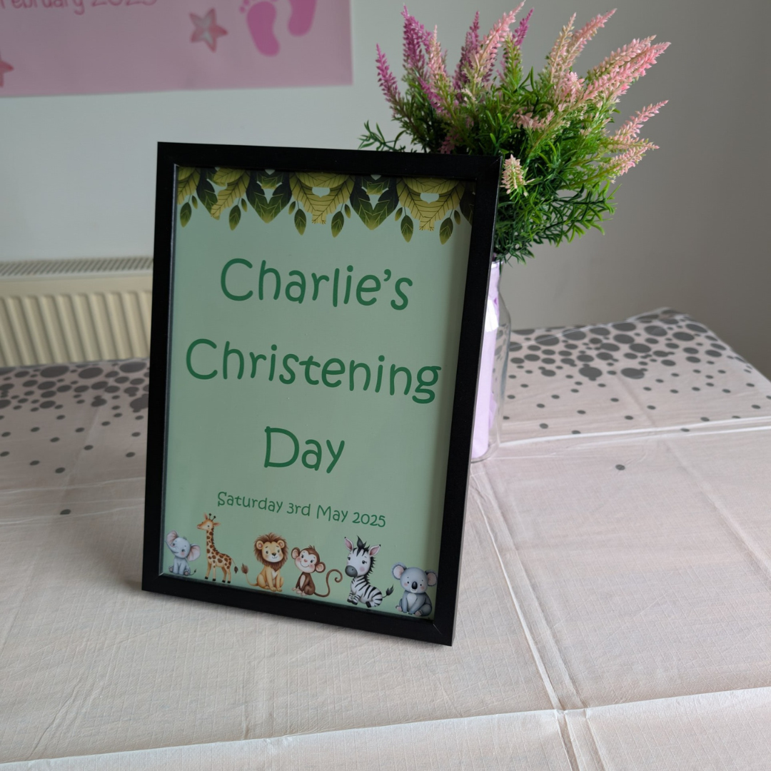 Jungle Friends Christening Poster