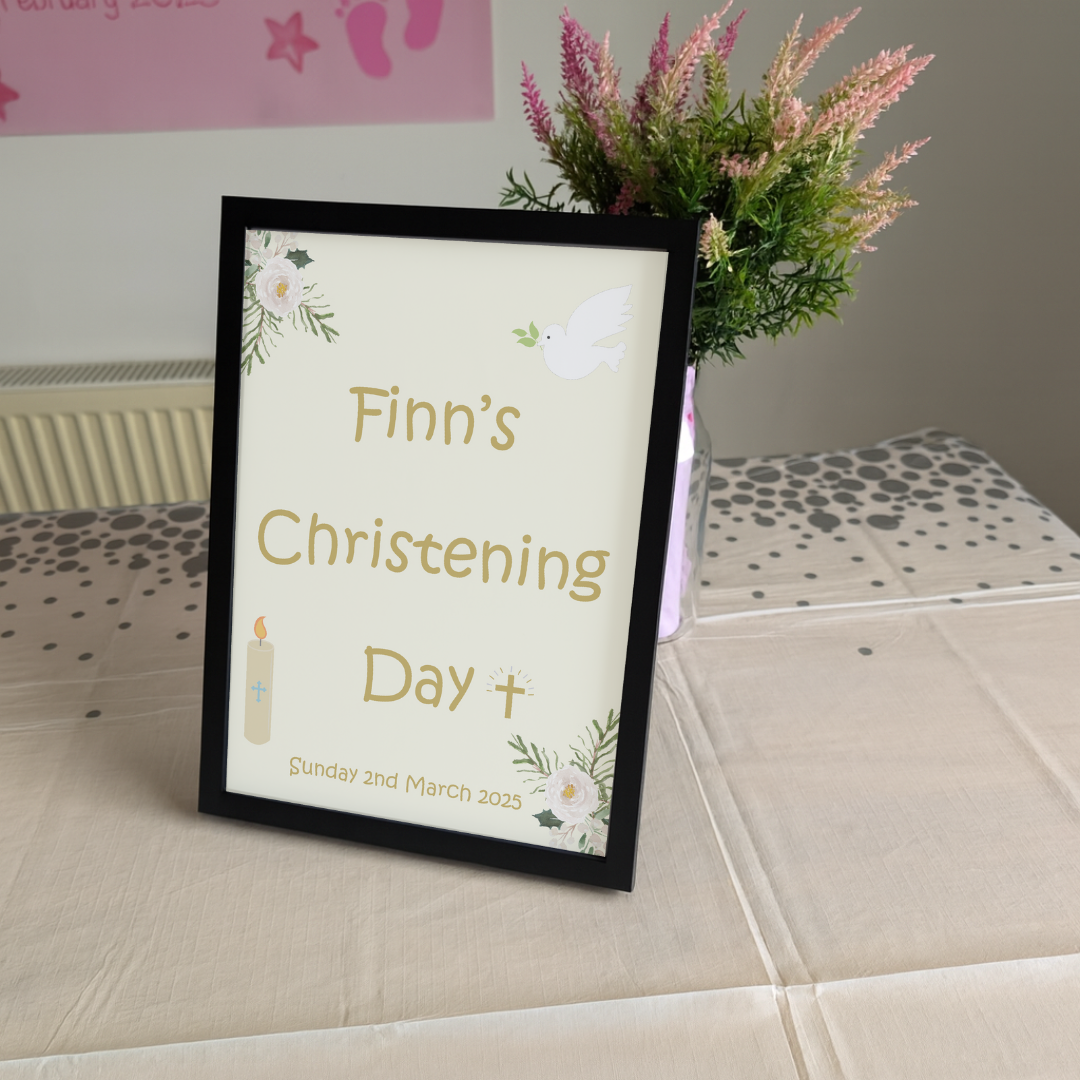 Candle & Dove Christening Poster