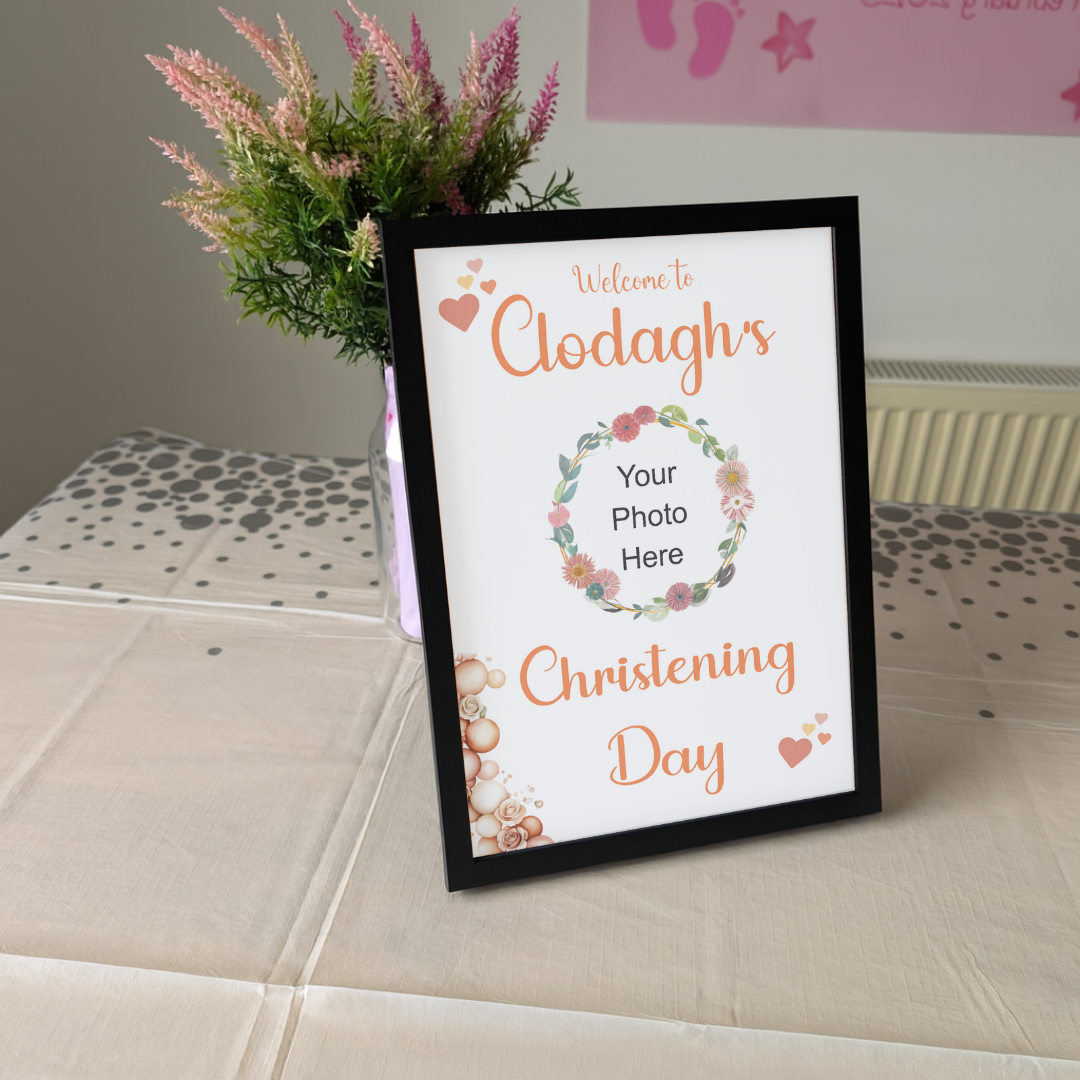 Rustic Hearts Christening Poster