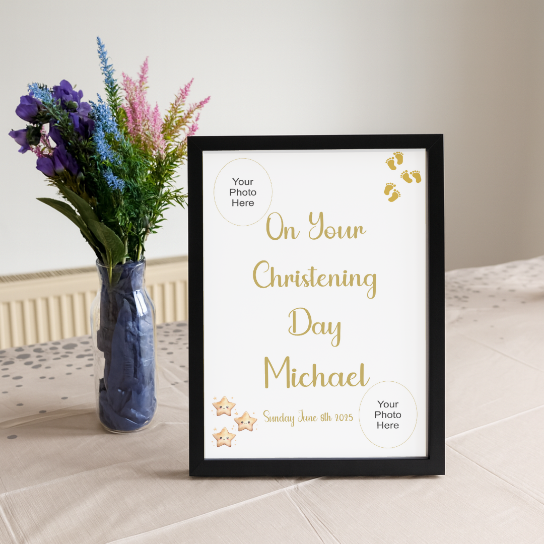 Golden Stars Christening Poster