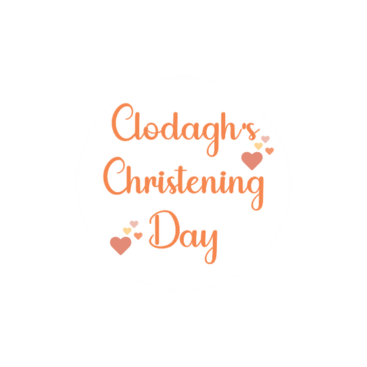 Rustic Hearts Christening Stickers
