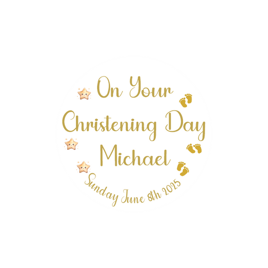 Golden Stars Christening Stickers
