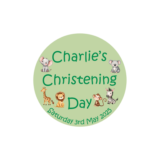 Jungle Friends Christening Stickers
