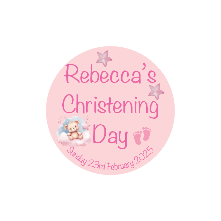 Pink Dreams Christening Stickers