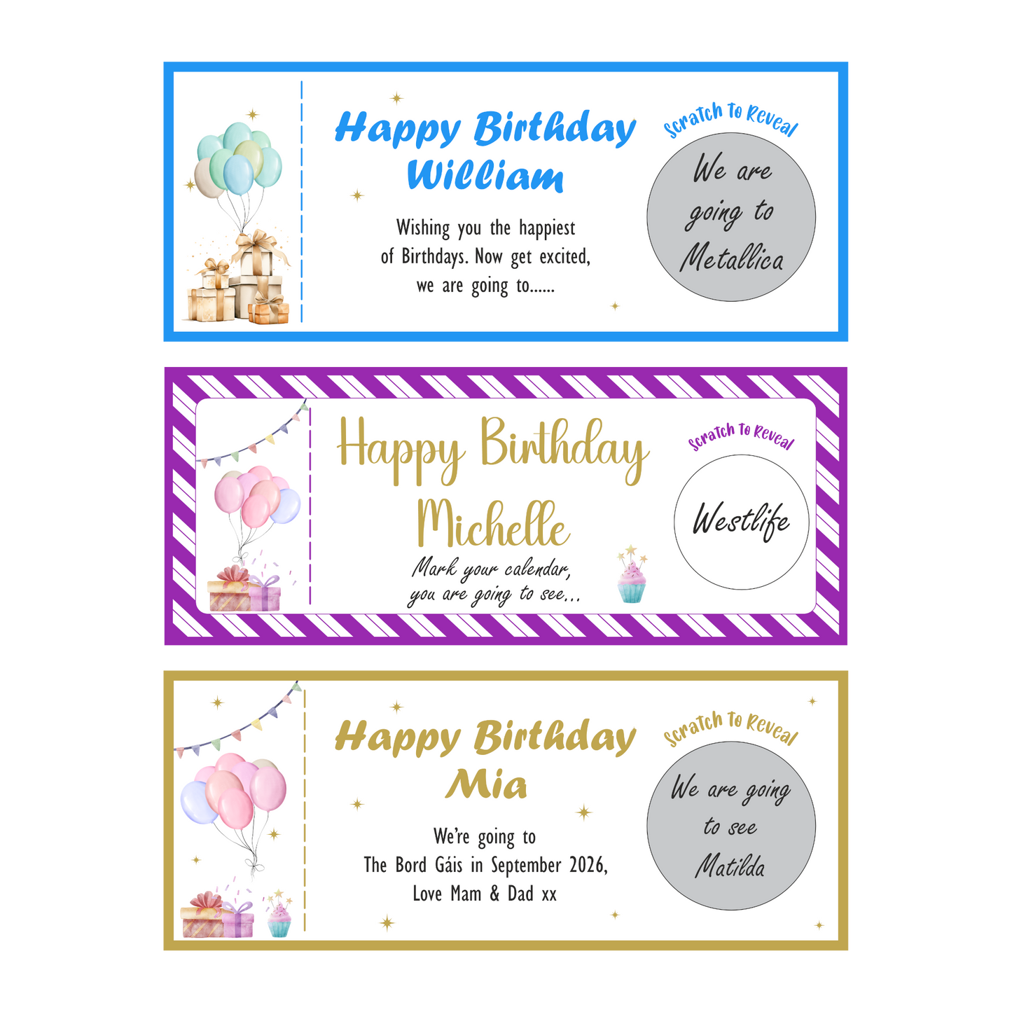 Birthday Scratch to Reveal Ticket