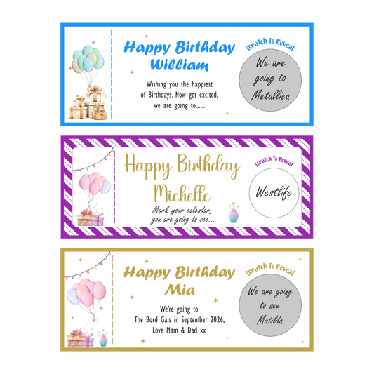 Birthday Scratch to Reveal Ticket