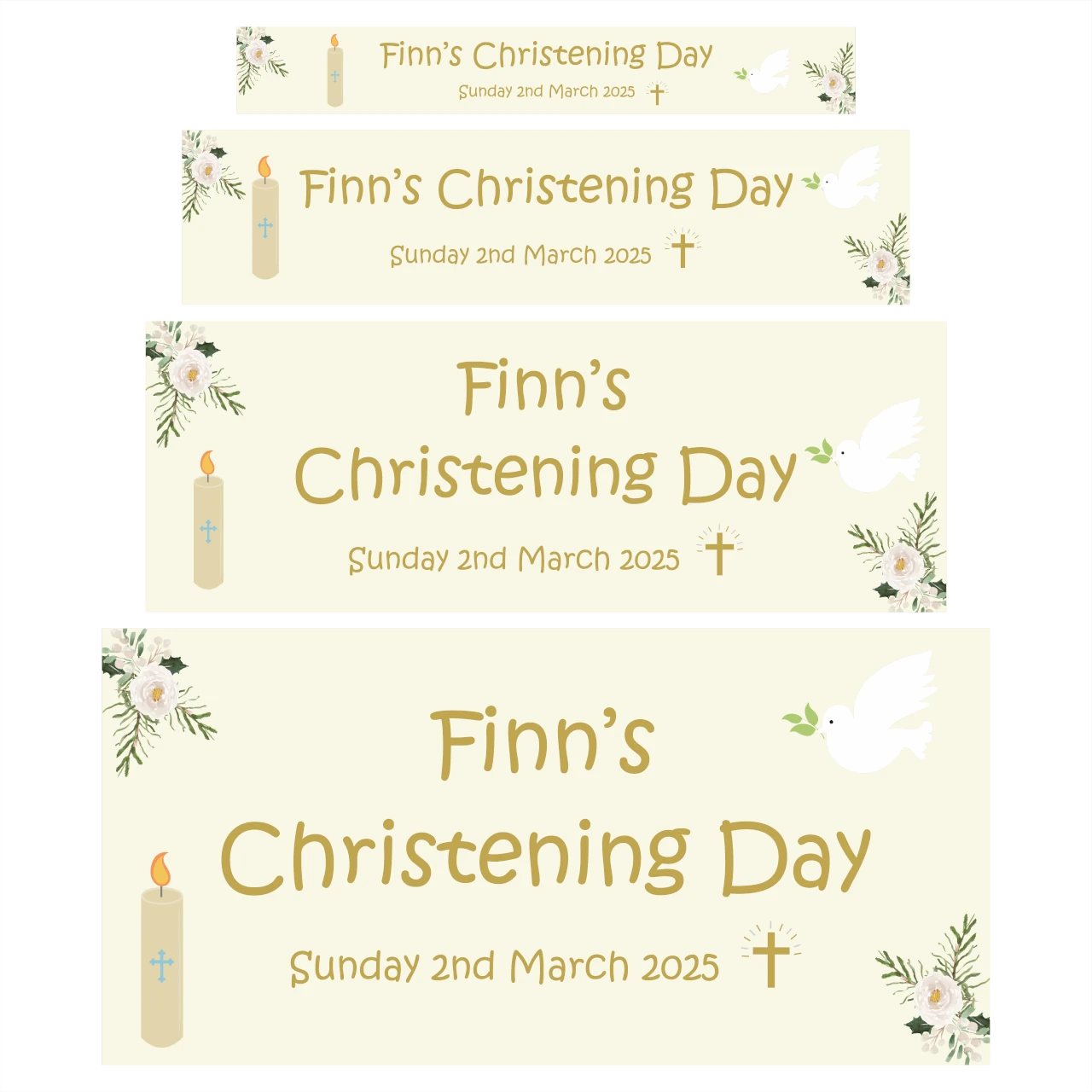 Candle & Dove Christening Banner