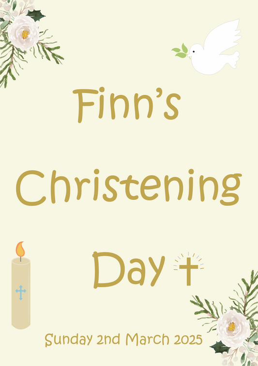 Candle & Dove Christening Poster