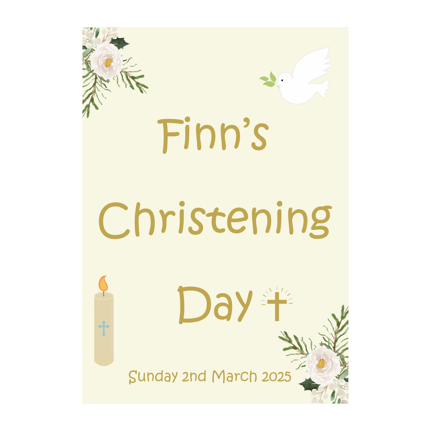 Candle & Dove Christening Poster