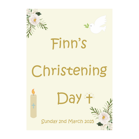 Candle & Dove Christening Poster