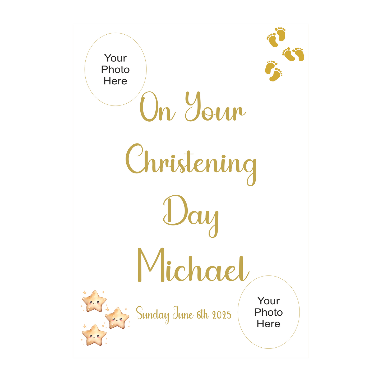 Golden Stars Christening Poster