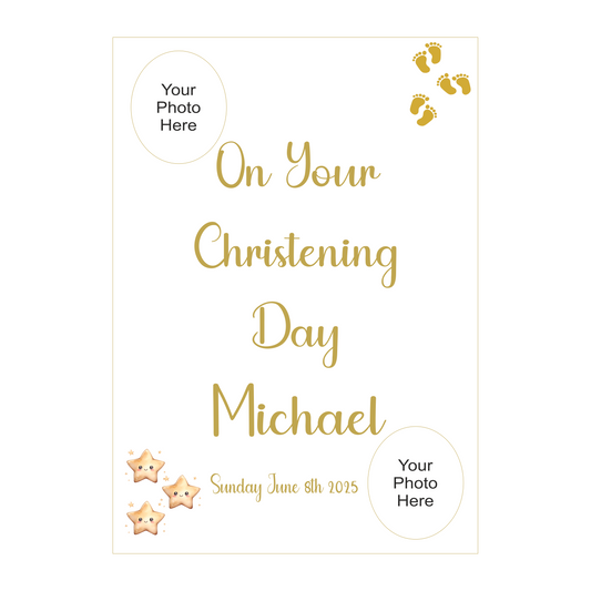Golden Stars Christening Poster