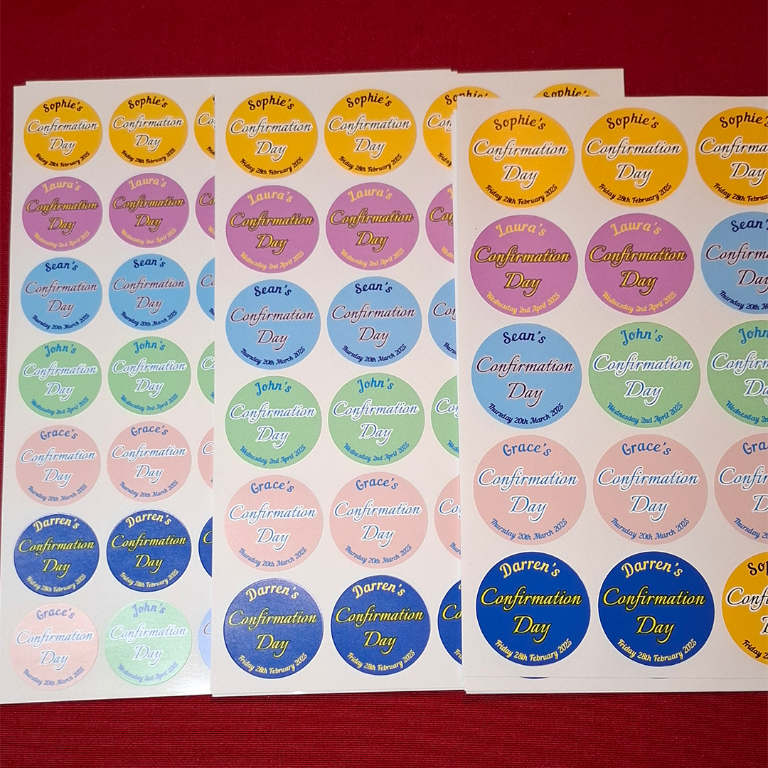 Confirmation Code Stickers Personalised Confirmation Stickers – Lauras Little Crafts