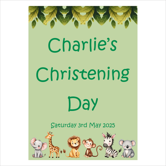 Jungle Friends Christening Poster