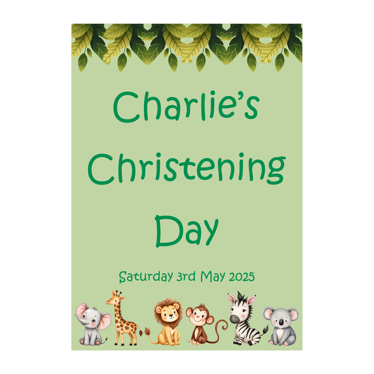 Jungle Friends Christening Poster