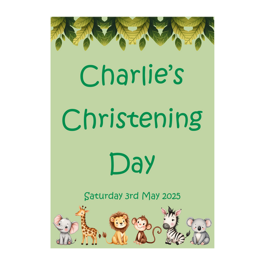 Jungle Friends Christening Poster