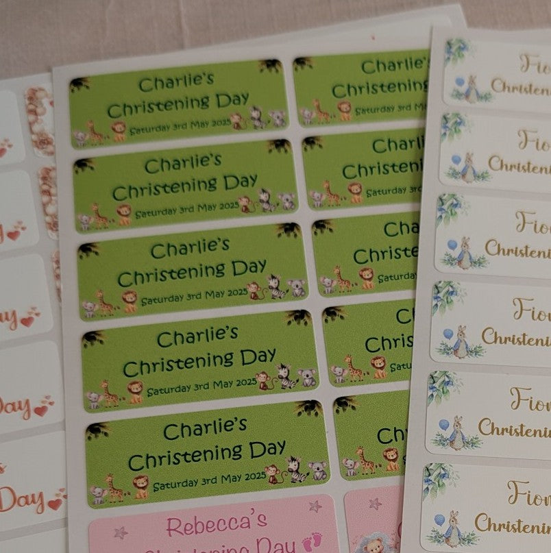 Jungle Friends Rectangular Christening Stickers