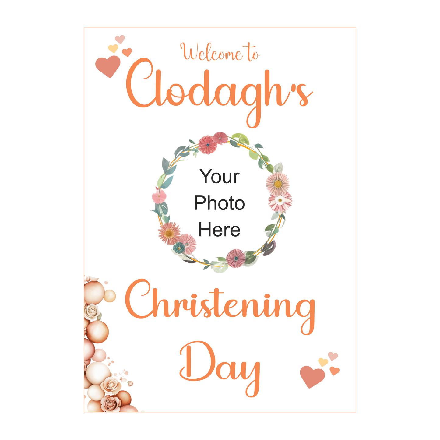Rustic Hearts Christening Poster