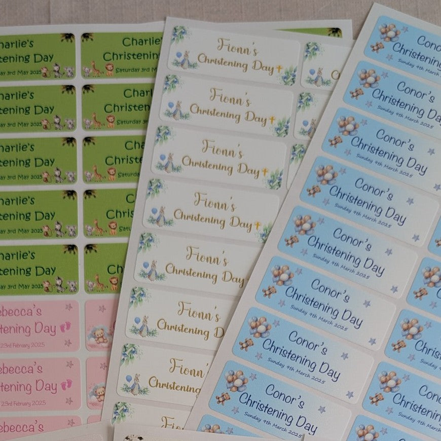 Woodland Bunny Rectangular Christening Stickers