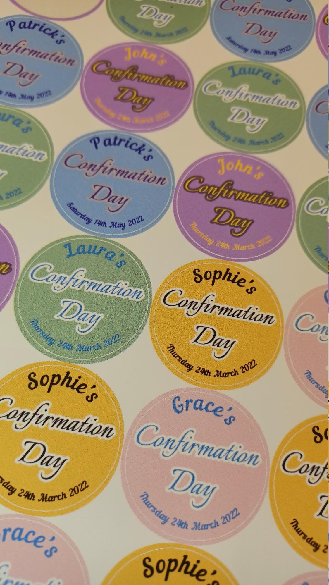 Circular Communion & Confirmation Stickers