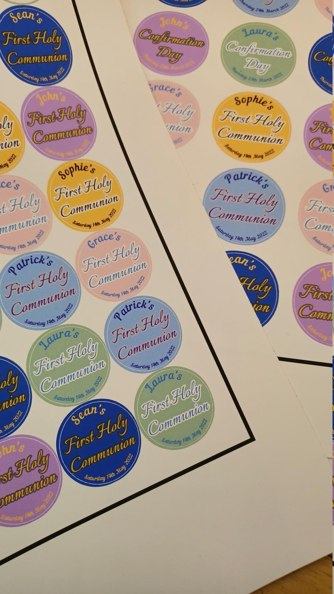 Circular Communion & Confirmation Stickers