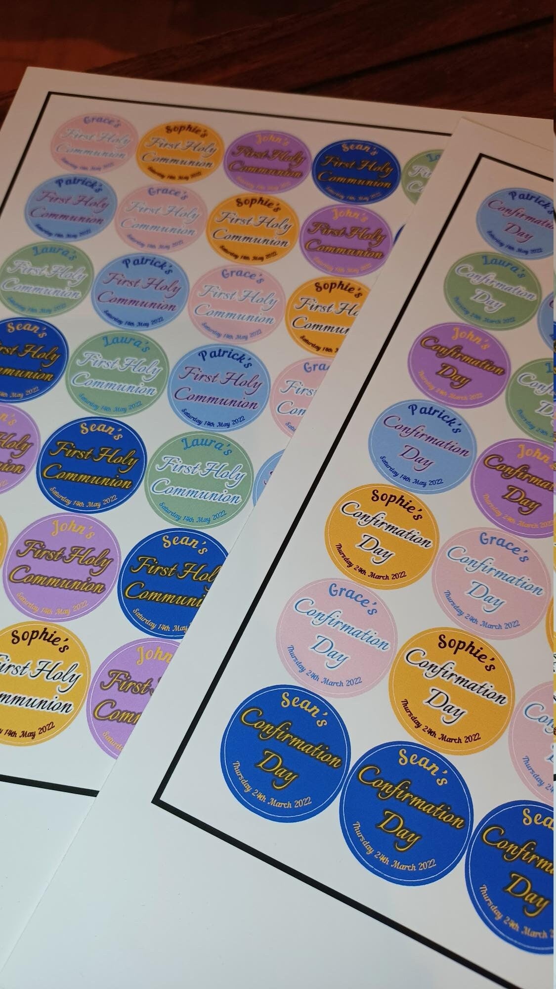 Circular Communion & Confirmation Stickers